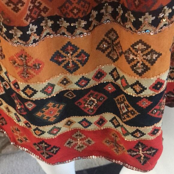 Anthropologie Tanvi Kedia "Sumana" Tunic Orange Beaded Short Sleeve Dress XS - Picture 6 of 10